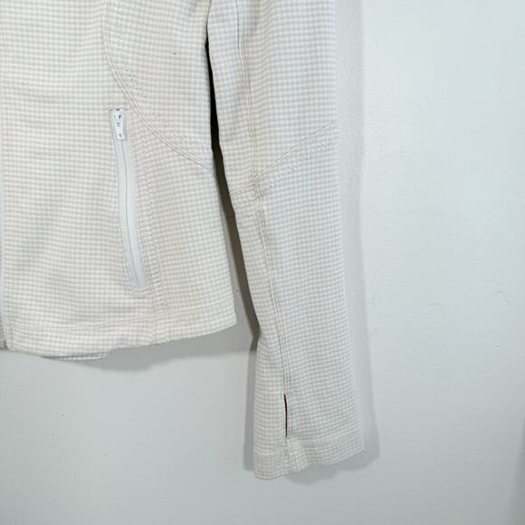 Lululemon Forme Jacket Dune Tan White Gingham Luon Zip Fitted Jacket 6 W4A92S - Picture 4 of 16